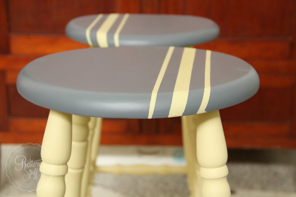 Twin Stools Painted in Fusion Mineral Paint - Aubusson