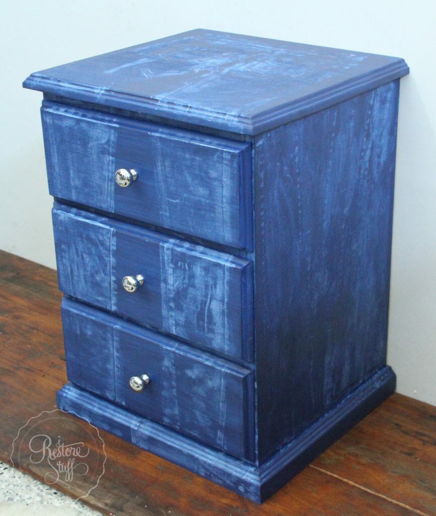 Faux denim bedside table for teen bedroom