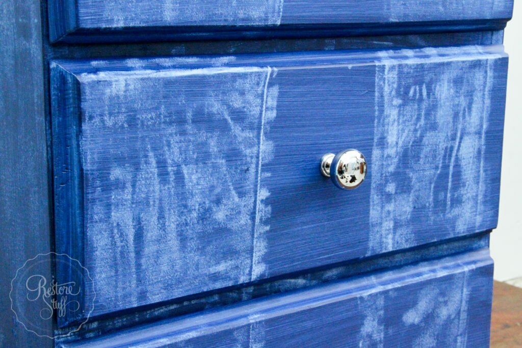 Faux denim bedside table for teen bedroom