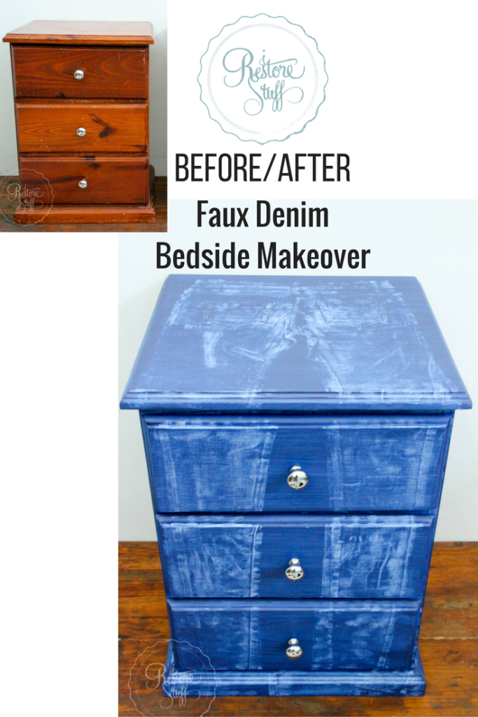 Faux Denim Bedside Makeover